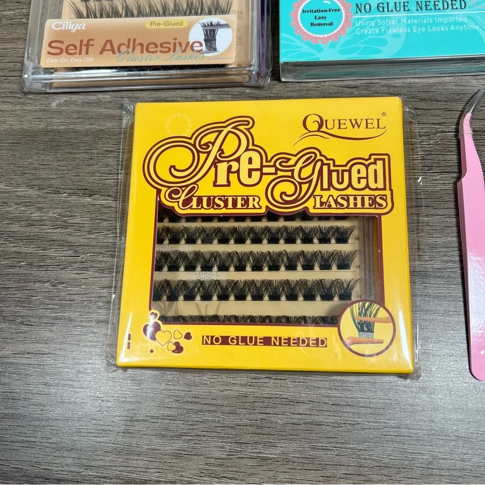 Self Adhesive Black Wispy Natural Cat Eye Lash Cluster Bundle